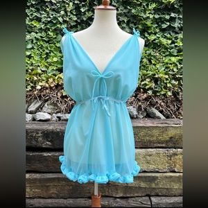 🎀 Vintage 1960’s Babydoll Mini Dress Nightie with Bows & Ruffles!